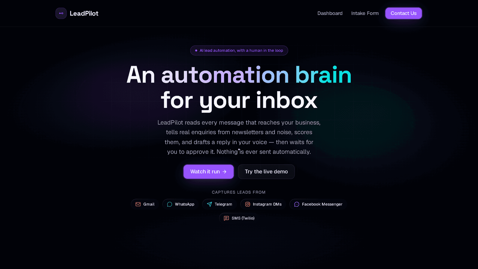 AI Content & Lead Management System - An AI content and lead management system built for a European consultancy. It creates channel-specific content, supports publishing, captures responses and leads, and helps surface next actions.
